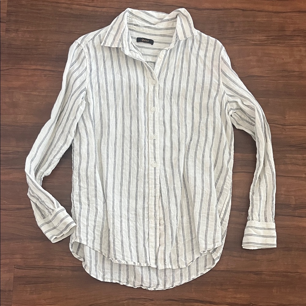 Quince White and Gray Striped Wonen’s Shirt